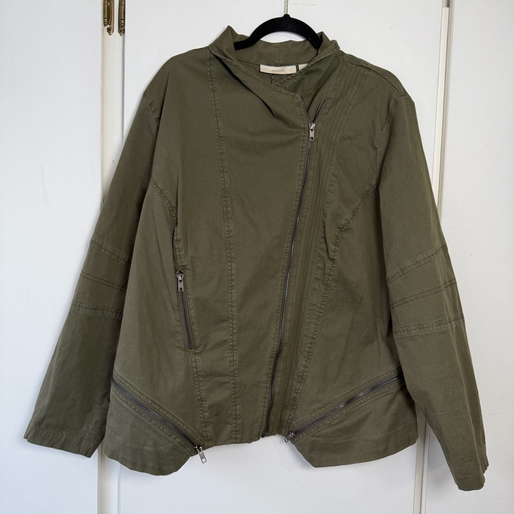 Sejour Olive Green Moto Utility Jacket Women's 22W Zip Front - Picture 7 of 14